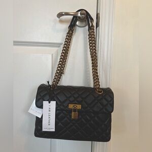 Kurt Geiger London Brixton Lock Leather Purse, Quilted Leather Shoulder Bag NWT